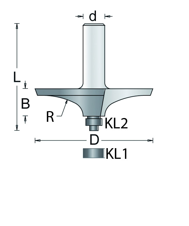 383-12 HM Afrondfrees/Kwartrondfrees Ovaal B R=43